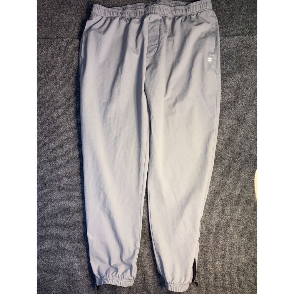 Xersion Joggers Men's XL Gray Reflective Logo Pockets Elastic Waist Ankle Zipper